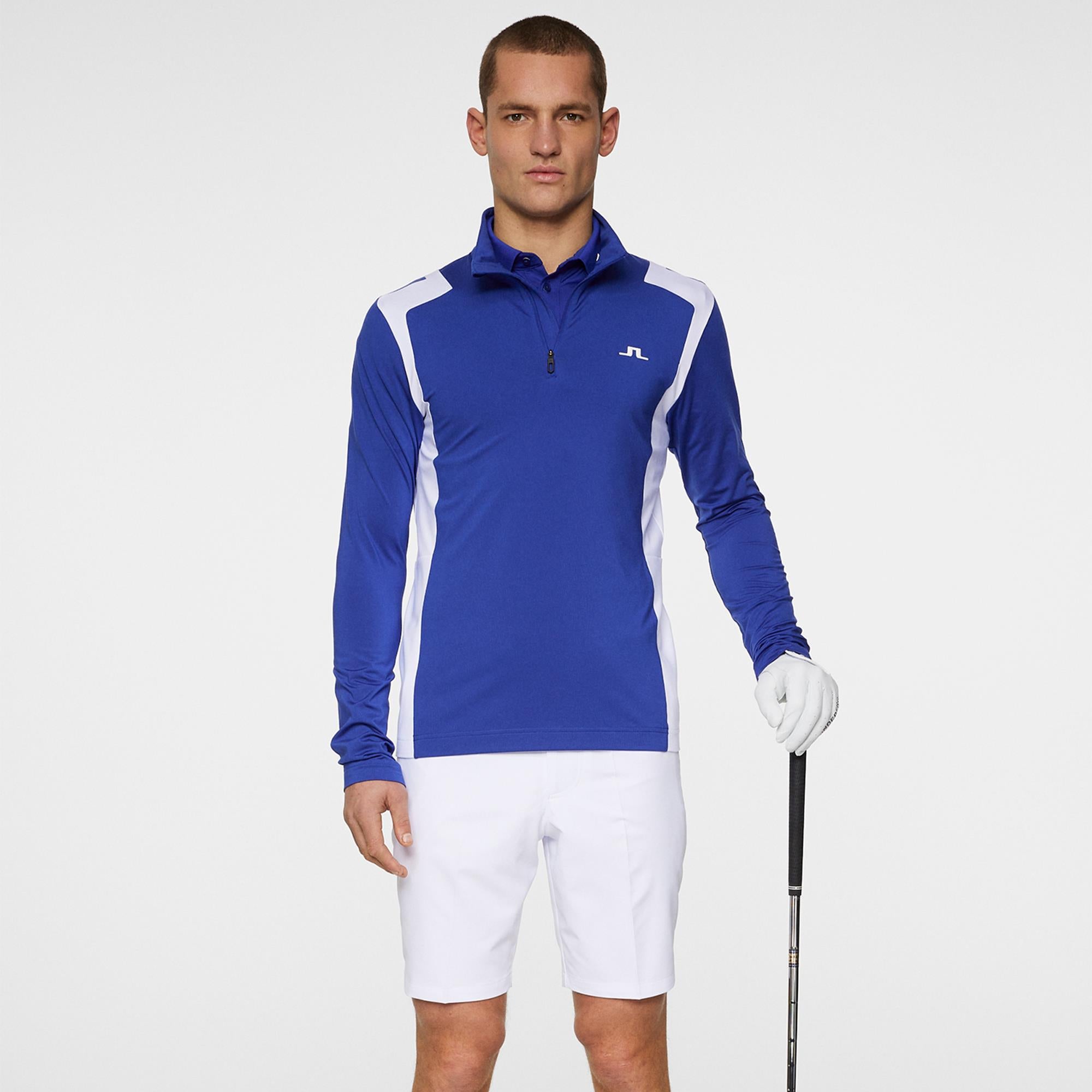 J Lindeberg Lukas Quarter Zip Mens Golf Mid Layer Clematis Blue